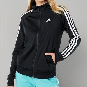 ADIDAS Women’s Black 3 White Stripes Full Zip Front Track Jacket
